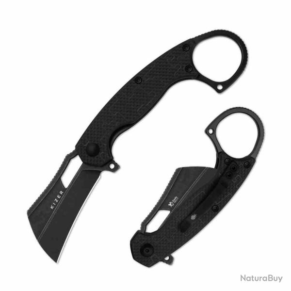 Couteau Karambit Kizer Dodo Lame Nitro-V Manche G-10 Noir Liner Lock Clip KIV2702A3