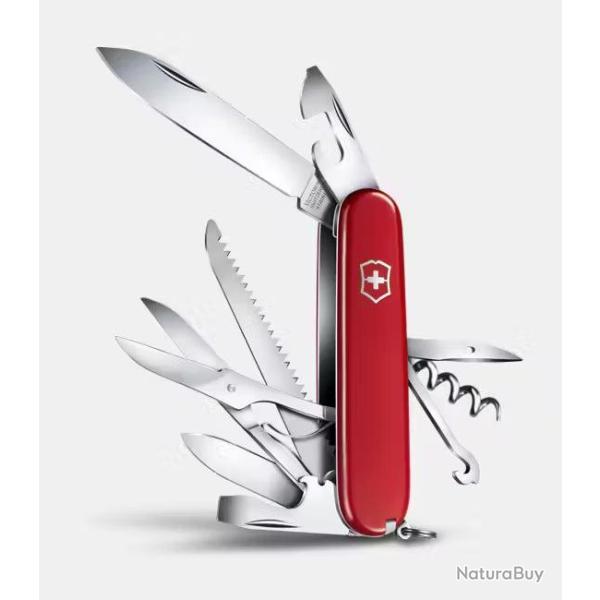 Victorinox Huntsman 13713 - Couteau Suisse Rouge 15 Fonctions - Outdoor & Camping