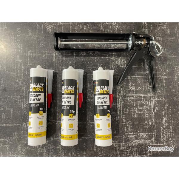 Goudron de Htre BLACK BEATS 3 cartouches 310gr + pistolet offert
