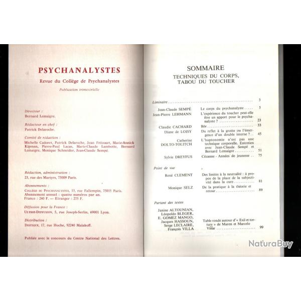 psychanalystes techniques du corps tabou du toucher