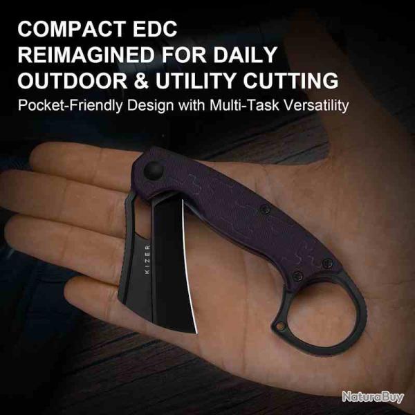 Couteau Karambit Kizer Dodo PC Lame Nitro-V Manche G-10 Purple Liner Lock KIV2702A2