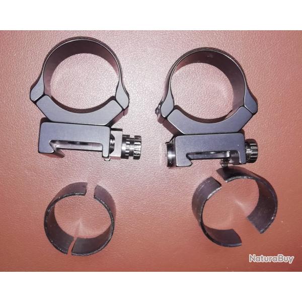 2 colliers montage bas lunette ERA diam�tre 30 mm