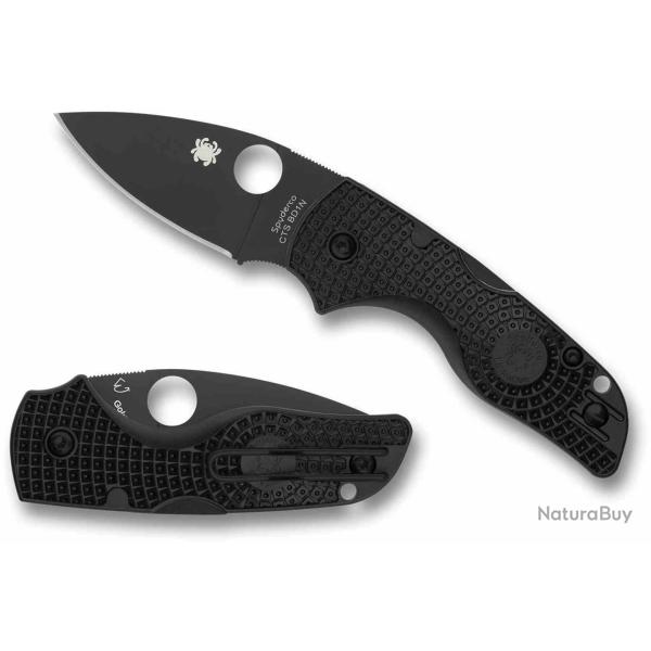 Couteau Spyderco Lil' Native Black Lame Acier CTS BD1N Manche FRN Noir Back Lock Made USA SC230PBBK