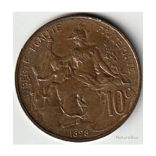 Pi�ce de Monnaie  France  10 centimes Daniel-Dupuis 1898 Rare Qualit�