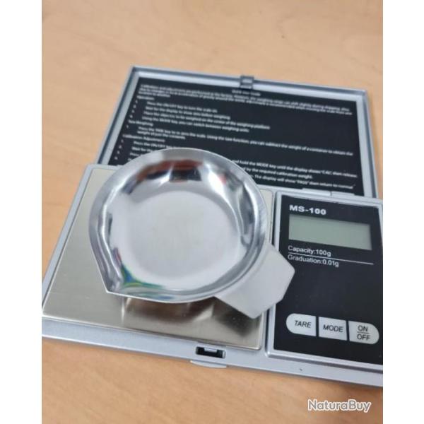 Coupelle de pes�e INOX pour balance de pr�cision dosage poudre rechargement