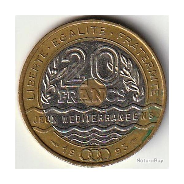 Pi�ce de Monnaie France 20 francs Jeux M�dit�rran�ens 1993
