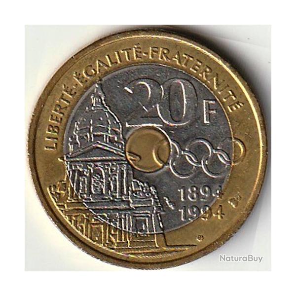 Pi�ce de Monnaie France 20 francs Pierre de Coubertin 1994