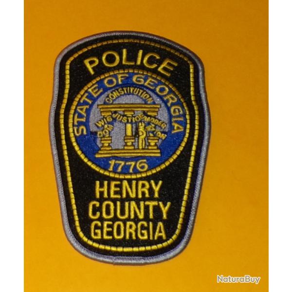 TISSU PATCH :�POLICE STATE GEORGIA , HENRY COUNTY GEORGIA , DIAMETRE 14�CM , BON ETAT VOIR PHOTOS .