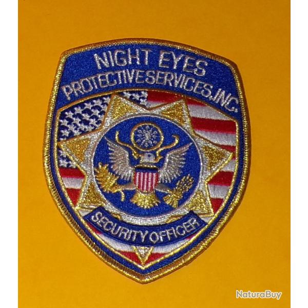 TISSU PATCH :�NIGHT EYES PROTECTIVES SERVICES , INC  , DIAMETRE 12�CM , BON ETAT VOIR PHOTOS . POUR