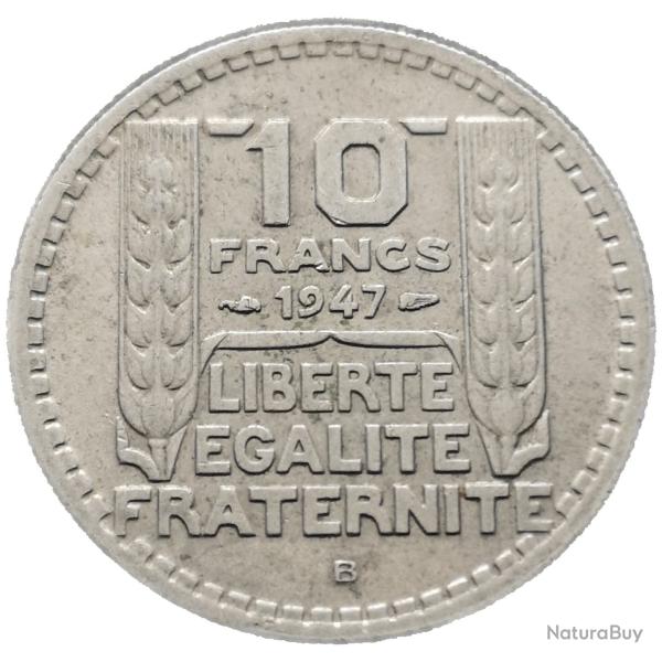 Monnaie France - 1947 B - 10 francs Turin grosse t�te (Grade : TB) - Ref N0014