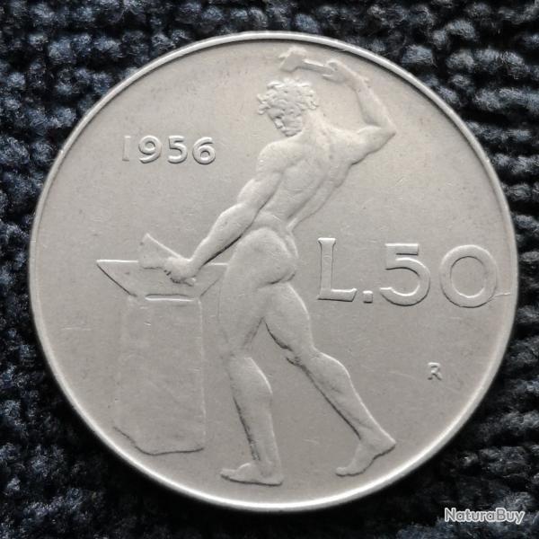 Monnaie Italie - 1956 R - 50 lire grand module (Grade : TTB) - Ref N1401