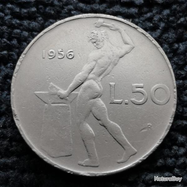 Monnaie Italie - 1956 R - 50 lire grand module (Grade : TB) - Ref N1579
