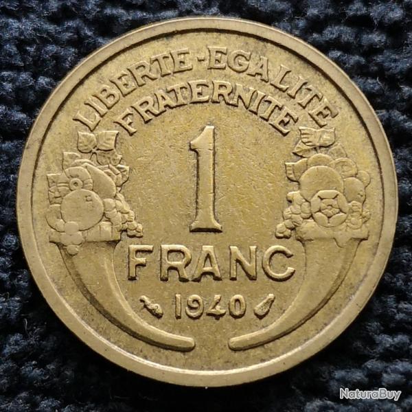 Monnaie France - 1940 - 1 franc Morlon Cupro-aluminium (Grade : TTB) -Ref N1538