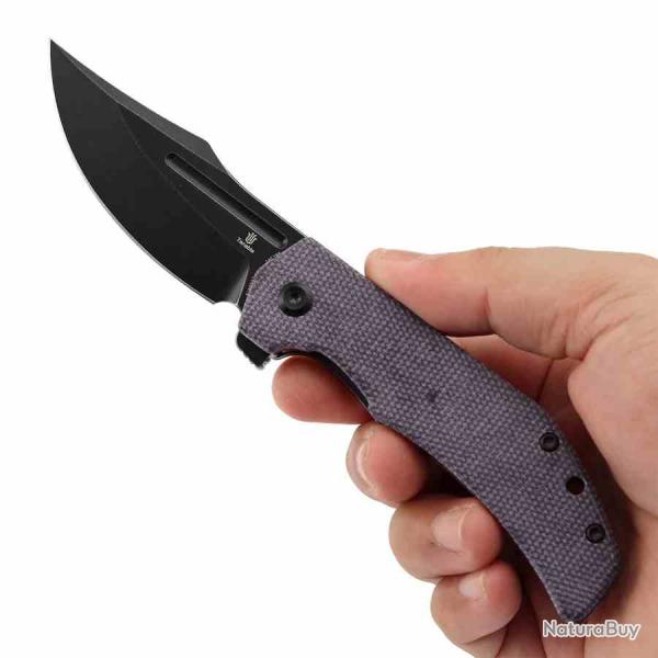 Couteau Tenable Orion Purple Lame Acier 14C28N Manche Micarta Liner Lock Roulements A Bille TB1089A2