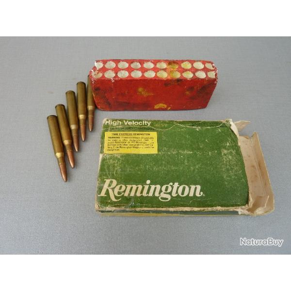 RARE, POUR COLLECTIONNEUR --- 5 BALLES REMINGTON 7 mm EXPRESS REMINGTON / 280 REM