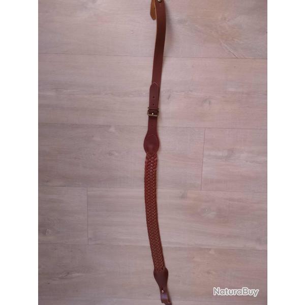 Bretelle cuir tress� brun fonc�