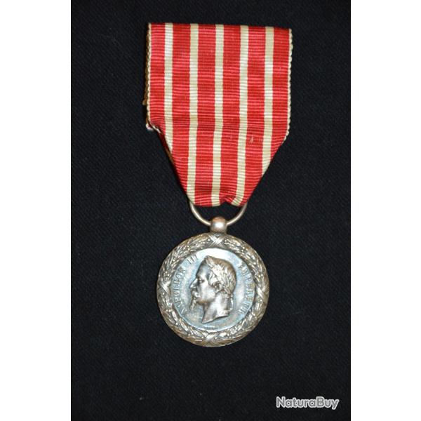 MEDAILLE CAMPAGNE D'ITALIE 1859-RARE VARIANTE BARRE-SECOND EMPIRE-NAPOLEON III