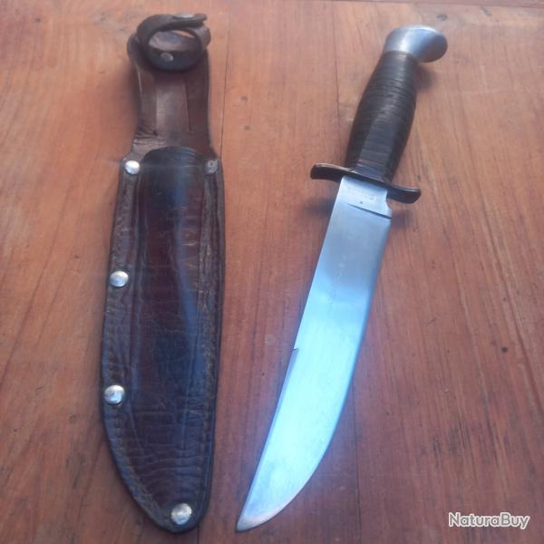 Grand Couteau de Chasse SABATIER Manche en Cuir avec  �tui en cuir