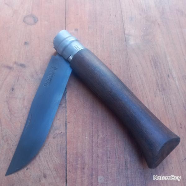 Couteau OPINEL N10 Carbone Manche en Bois avec Tire Bouchon