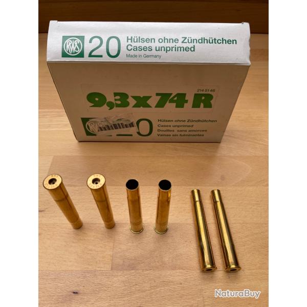 BOTE DE 20 DOUILLES NEUVES RWS Calibre 9,3x 74R