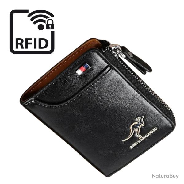 Portefeuille Noir Homme Scuris Protection Anti-RFID, Compact et Robuste - Envoi depuis la France