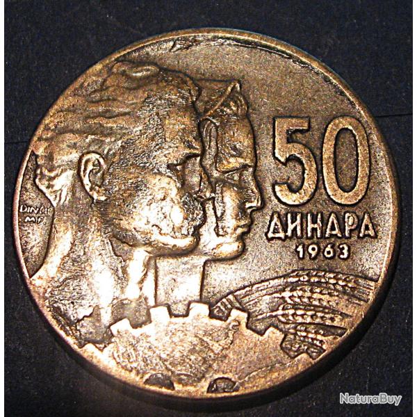 Yougoslavie piece de 50 para 1963 bronze d'alu ttb