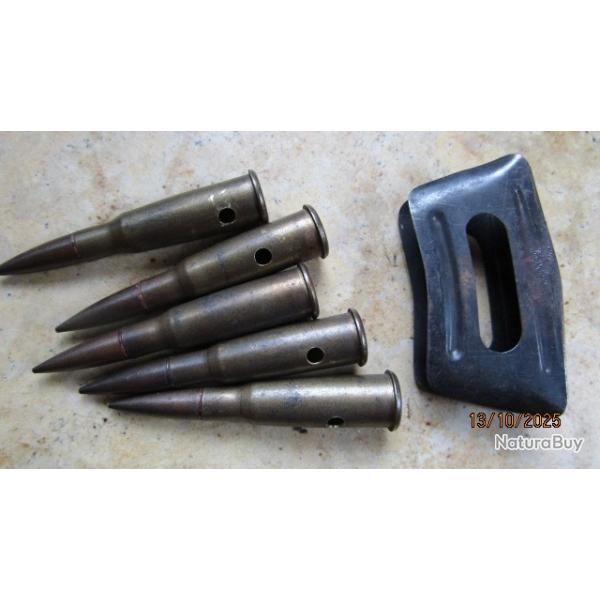 1 Clip Lebel  Berthier + 5 8 mm neutra perce vides percu Lebel original