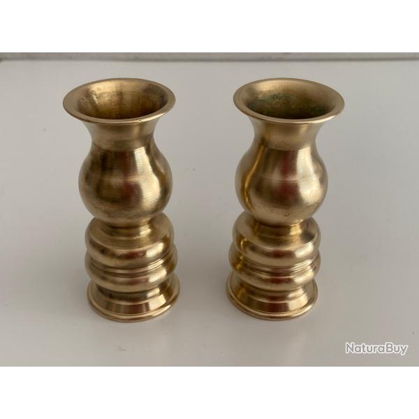 Atypique Duo de Bougeoirs Porte-Cierges Chandeliers Laiton Tourn Massif