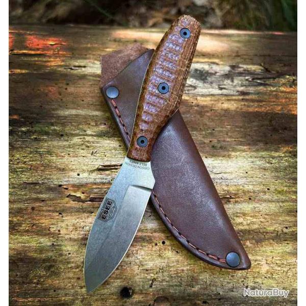 Couteau ESEE Belt Knife Lame Acier Magnacut Manche Micarta Etui Cuir Made USA ESEBKM
