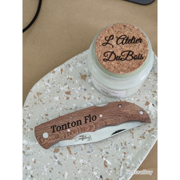 Couteau de poche manche en bois personnalis  Gravure prnom | Cadeau homme femme | Artisanat | Gra