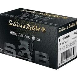 Munitions Sellier & Bellot Calibre .30 Carbine 110 grains FMJ par 50