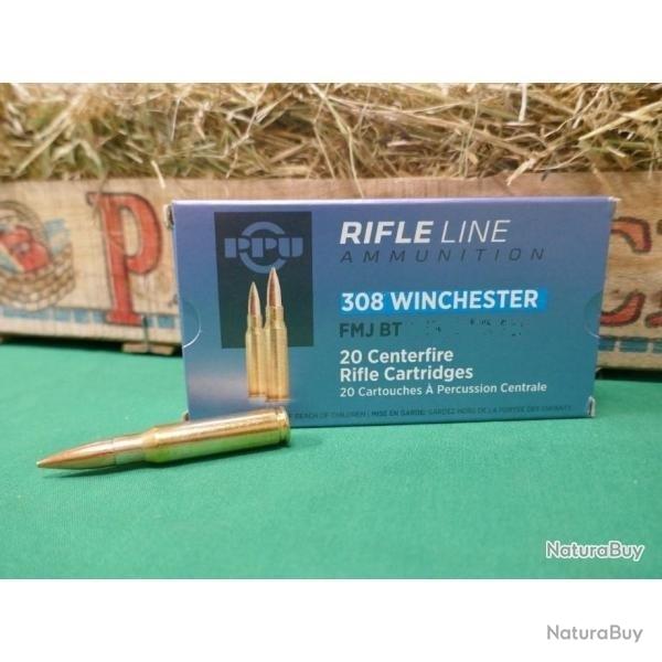 PPU Cartouches Calibre 308 Win FMJBT 175grs - Boite de 20 unit�s
