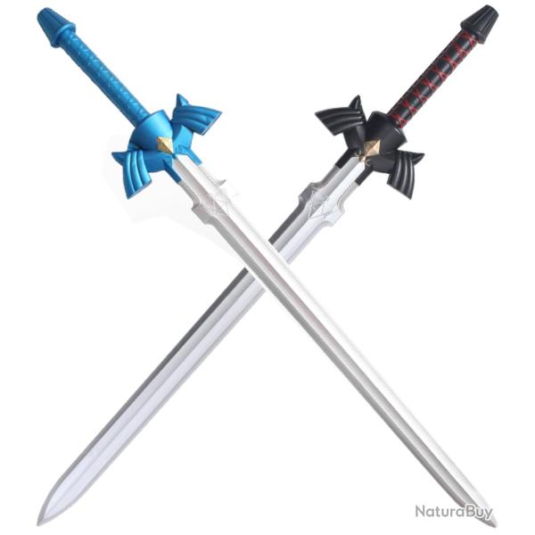Pack 2 Epees Link Latex Mousse Master Sword Zelda Epee Excalibur Black Blue Edition 80cm Repliksword