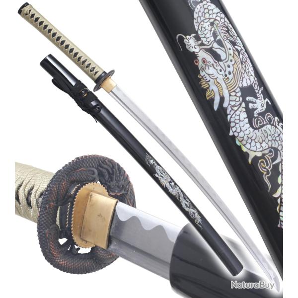 Bushido Katana Practical Sabre Tranchant Lame Maru 1045 Katana Dragon Epee Noir Repliksword