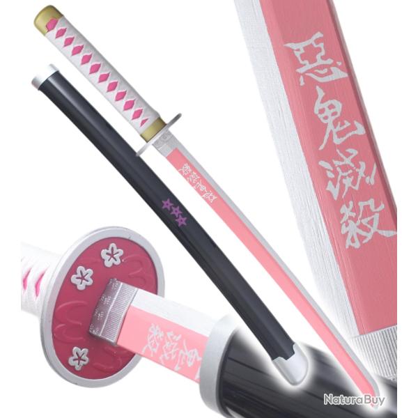 Demon Slayer Katana Kanao Tsuyuri Epee en Bois Kimetsu no Yaiba Sabre - 80cm Repliksword