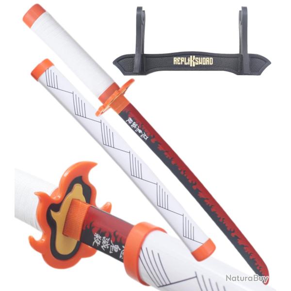 Demon Slayer Mini Katana Kyojuro Rengoku Epee en Bois Kimetsu no Yaiba Sabre - 45cm Repliksword