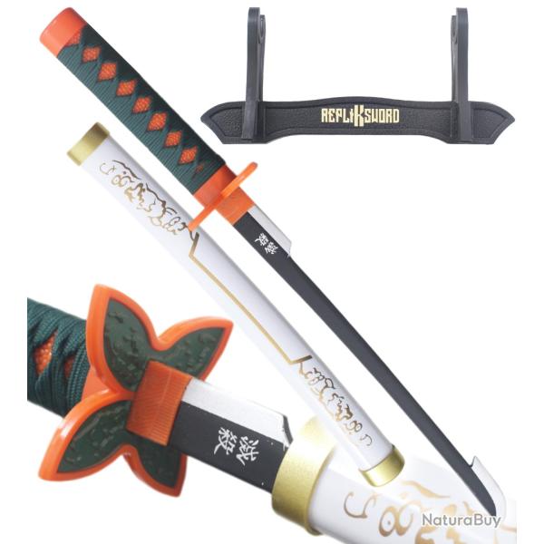 Demon Slayer Mini Katana Shinobu Kocho Epee en Bois Kimetsu no Yaiba Sabre White Edition - 45cm Repl