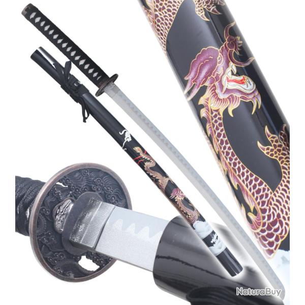 Katana en Bois Dragon Epee Decoration Sabre Replique Katana Japonais Black Edition Repliksword