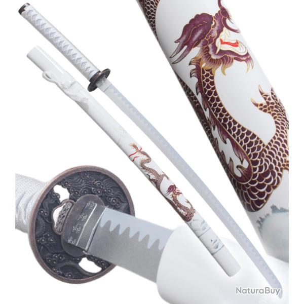 Katana en Bois Dragon Epee Decoration Sabre Replique Katana Japonais White Edition Repliksword