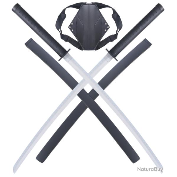 Deadpool Double Katana en Bois Epee Sabre + Support Dorsal Deadpool Katana Repliksword