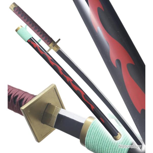 One Piece Katana en Bois Katana Kinemon Epee Renard a la Flamme Sabre Kitsune-bi Katana Cosplay Repl