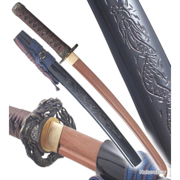 Danzan Wakizashi Dragon Sabre en Bois Epee Entrainement Wakizashi Japonais - Lame Bois Wenge Repliks