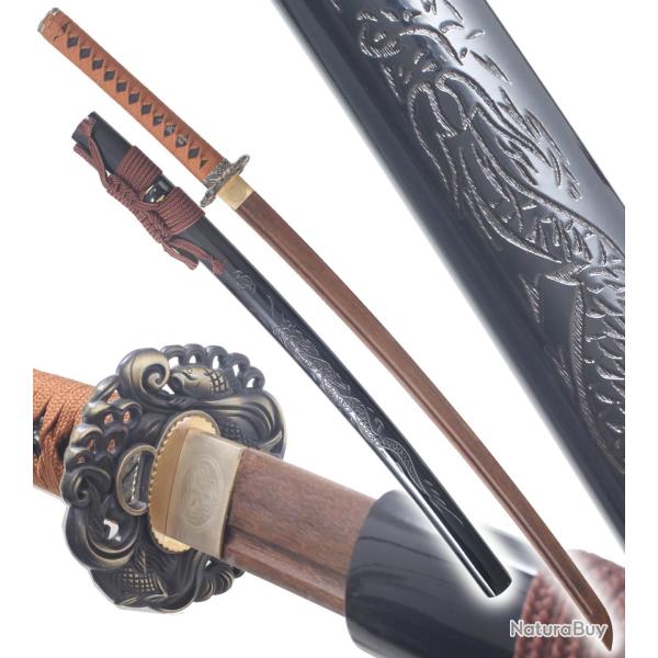 Danzan Katana Japonais en Bois Dragon Epee Sabre Epee Japonais - Lame Bois Wenge Repliksword