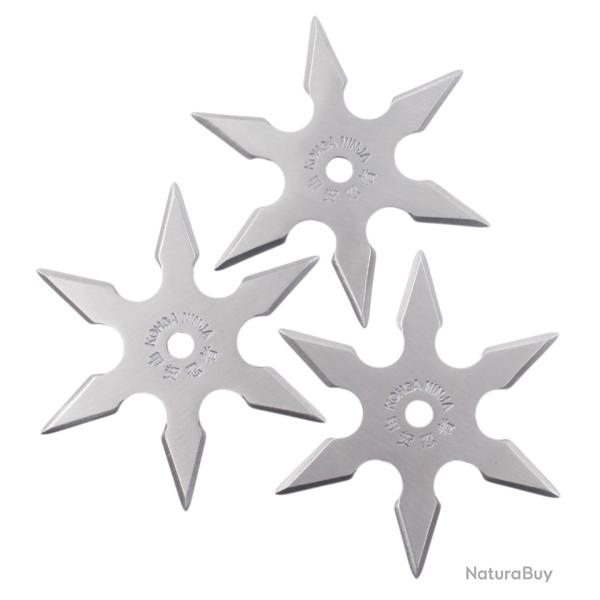 Set 3 Shurikens Ninja Silver Etoile a Lancer Shuriken 6 Points Shinobi Repliksword