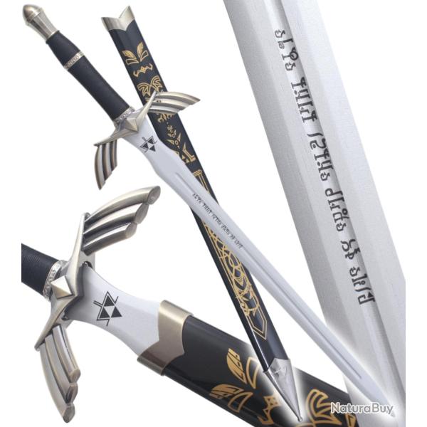 Epee de Link Zelda Lame en Bois Master Sword Epee Decoration Excalibur + Fourreau Black Edition Repl