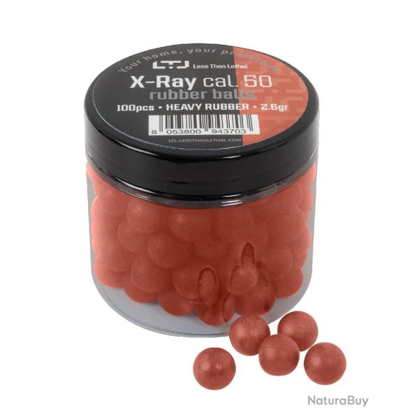 Boites de 100 Billes caoutchouc X RAY lourde  Cal. 50