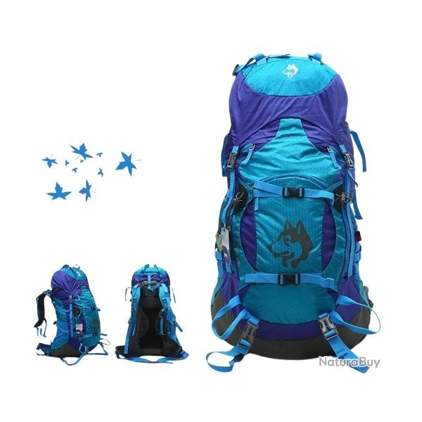 Sac  Dos Randonne Etanche 55 L Grand Volume Respirant et Rsistant Camping Trekking Bleu