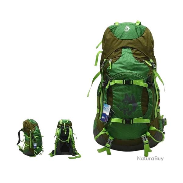 Sac  Dos Randonne Etanche 55 L Grand Volume Respirant et Rsistant Camping Trekking Vert