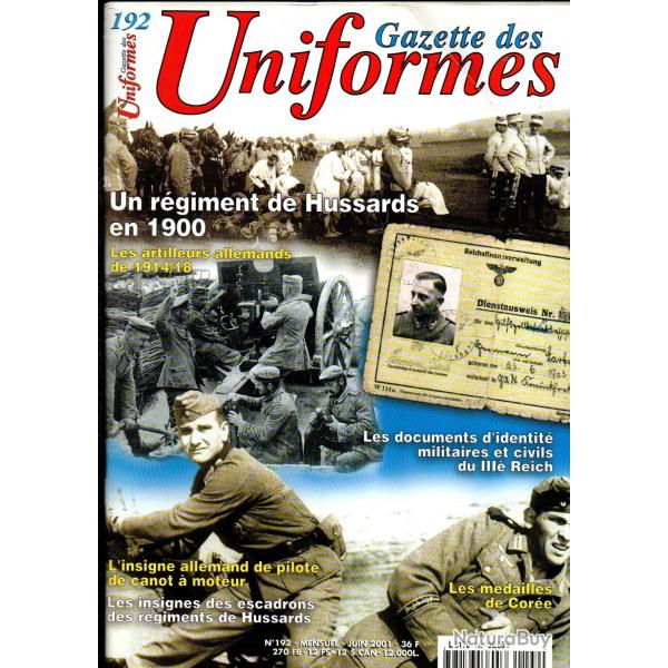 gazette des uniformes 192 , insignes hussards, hussards en 1900, m�dailles de cor�e part 2,