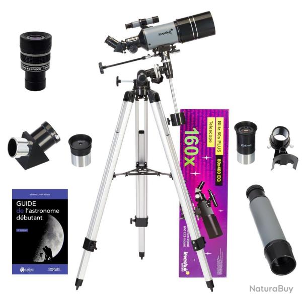 Pack T�lescope Levenhuk Blitz 80s Plus avec Zoom, Oculaires, Guide illustr� et accessoires